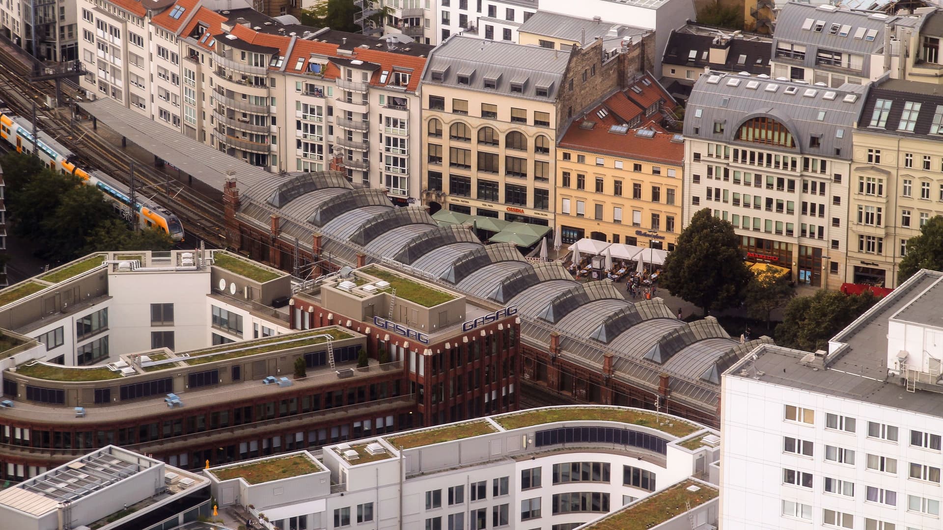 Luftansicht vom Hackeschen Markt in Berlin.